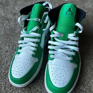 Nike Air Men's Green and White High-Top Sneakers